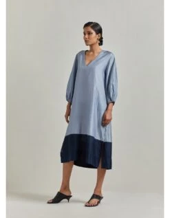 Blue Easy Colorblocked Dress -Ethereal Styles 170123swgt092