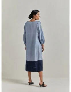 Blue Easy Colorblocked Dress -Ethereal Styles 170123swgt09b