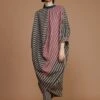 Brown Ribbed Cowl Tunic Striped Brown Dress -Ethereal Styles 18032022mati30 1