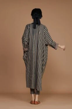 Brown Ribbed Cowl Tunic Striped Brown Dress -Ethereal Styles 18032022mati30 b