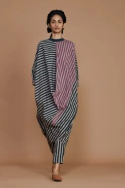 Grey Ribbed Cowl Tunic Striped Grey Dress -Ethereal Styles 18032022mati31 3