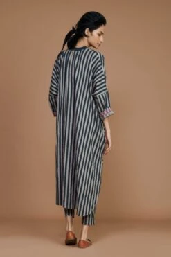 Grey Ribbed Cowl Tunic Striped Grey Dress -Ethereal Styles 18032022mati31 b