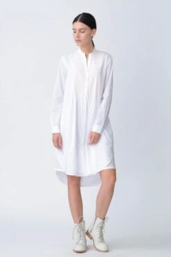 White Texture At Yoke Dress Tunic