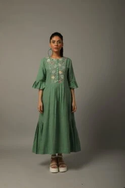 Green Khadi Tunic Dress -Ethereal Styles 1 14710