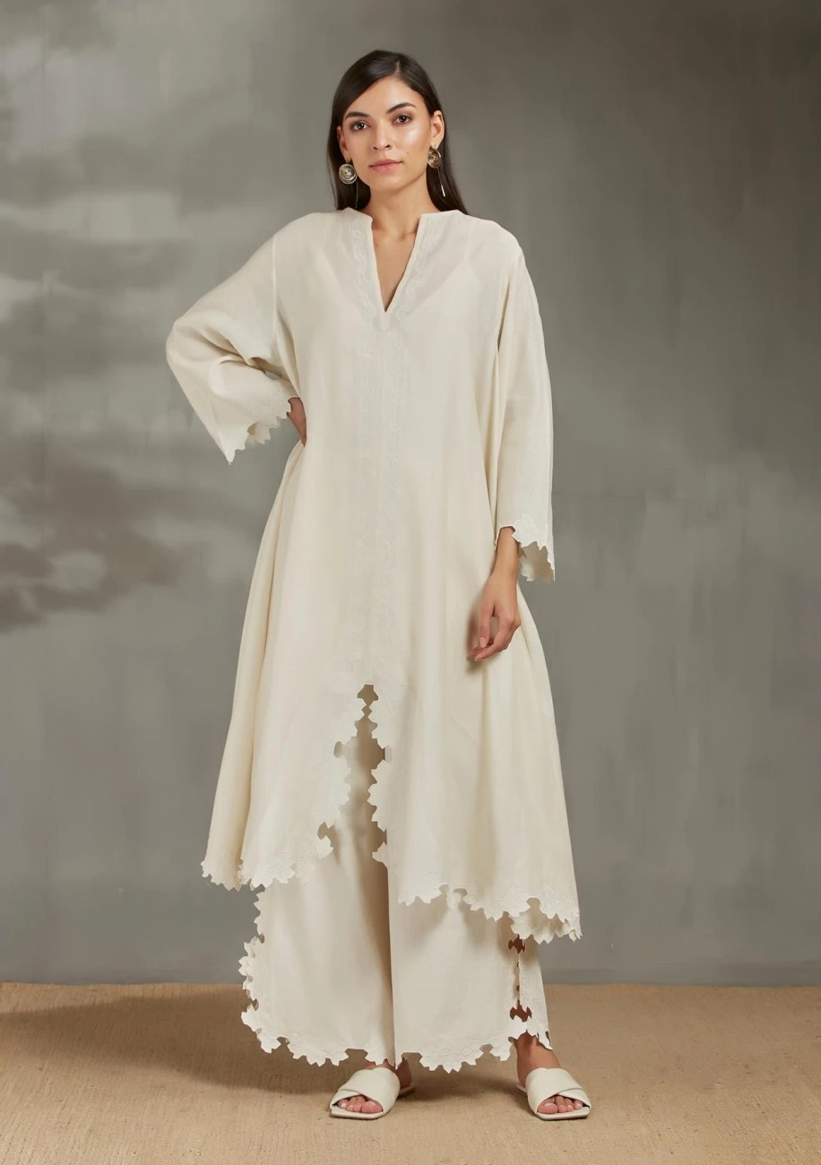 Ivory Cricular Dress With Hexagon Cutwork 3 Ivory Cricular Dress With Hexagon Cutwork