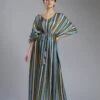 Vintage Blue Pink And Yellow Stripe Kaftan Dress -Ethereal Styles 1 19667