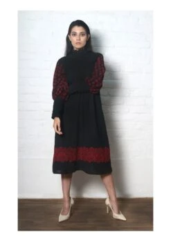 Black Smocked Kala Cotton Dress Kurta