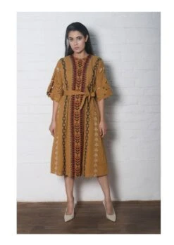 Mustard Kala Cotton Dress Kurta