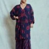 Blue/ Red Shibori Rekha 2 Dress With Lungi -Ethereal Styles 1 2
