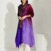 Artisanal Dark Purple Asymmetrical Ombre Dress Kurta With Printed Stole 2 Artisanal Dark Purple Asymmetrical Ombre Dress Kurta With Printed Stole -Ethereal Styles 1 30573