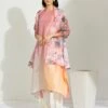 Artisanal Mauve Peach Asymmetrical Ombre Dress Kurta With Printed Stole 2 Artisanal Mauve Peach Asymmetrical Ombre Dress Kurta With Printed Stole -Ethereal Styles 1 30575