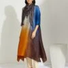 Artisanal Ink Mustard Asymmetrical Ombre Dress Kurta With Printed Stole 1 Artisanal Ink Mustard Asymmetrical Ombre Dress Kurta With Printed Stole -Ethereal Styles 1 30583