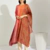 Artisanal Peach Mauve Asymmetrical Ombre Dress Kurta With Printed Stole 1 Artisanal Peach Mauve Asymmetrical Ombre Dress Kurta With Printed Stole -Ethereal Styles 1 30587