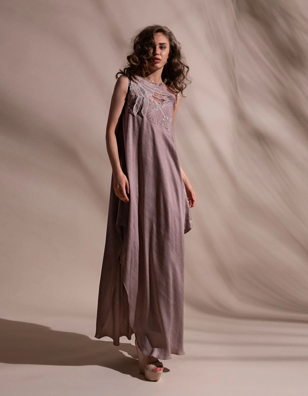 Stone Bias Cut Flared Long Dress With Wide Pants 3 Stone Bias Cut Flared Long Dress With Wide Pants