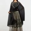 Black Velvet Dress Set In Gota Patti Embroidery -Ethereal Styles 1 36716
