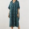 Teal Pleated Kaftan V-Neck Dress -Ethereal Styles 1 40900