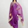 Purple Crinkle Dress Paired With Silk Organza Cape In Gota And Bead Embroidery -Ethereal Styles 1 42572
