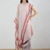 Blush Pink Grey Shaded Crinkle Crepe Dress With Asymmetric Cape -Ethereal Styles 1 48154