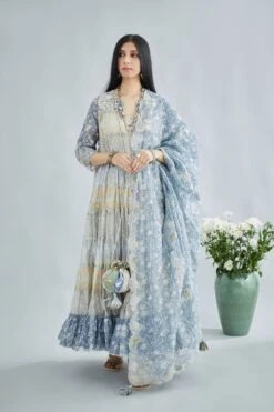 Hand Block Printed Multi-Tiered Kurta Dress With Pants