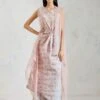 Pink And Aqua Sage Shaded Organza And Crinkle Crepe Cape And Dress -Ethereal Styles 1 65961