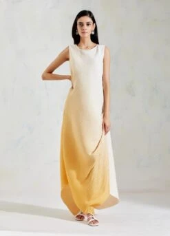 Pink And Blue Crinkle Crepe Dress