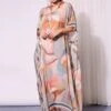 Multi Colour Printed Kaftan Dress With Neck Tie Up -Ethereal Styles 1 66996