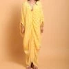 Yellow White Lehariya Kaftan Dress 2 Yellow White Lehariya Kaftan Dress -Ethereal Styles 1 70015