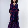 Blue/ Red Shibori Rekha 2 Midi Dress -Ethereal Styles 1 70246