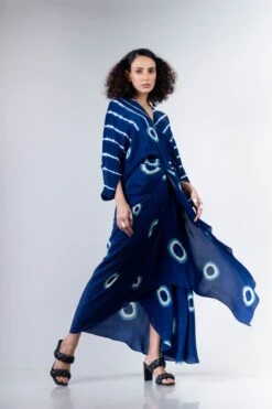 Blue Polka Laheria Kite Wrap Dress