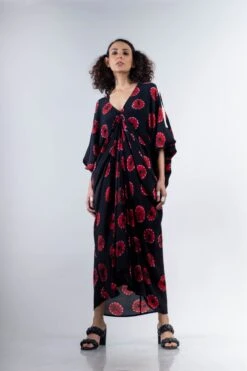 Black And Red Shibori Rekha 2 Dress