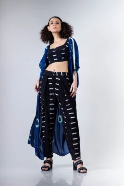 Black Rd Blouse & Salwar Pants With Blue Polka H/H Dress