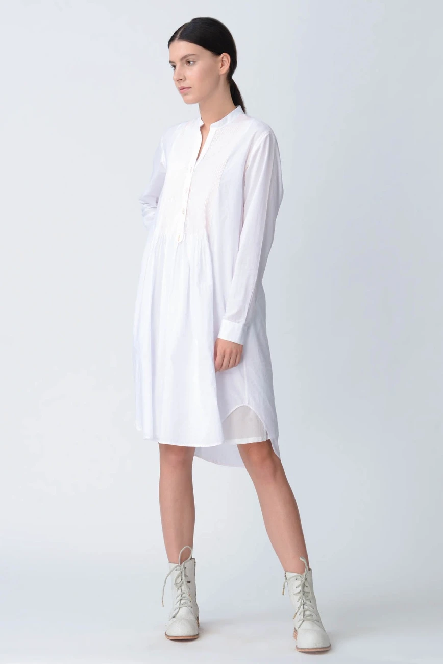 White Texture At Yoke Dress Tunic 4 White Texture At Yoke Dress Tunic - Image 2