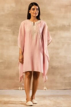Myra Blush Embroidered Kaftan Dress
