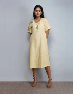 Lines Solid Upcycling Dress With Hand Embroidery Detailing -Ethereal Styles 2 47022