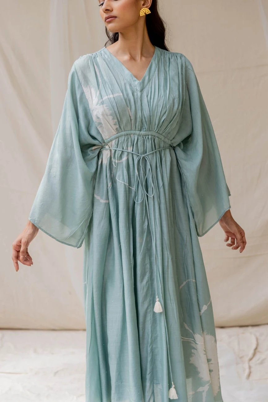 Powder Blue Hibiscus Dress 4 Powder Blue Hibiscus Dress - Image 2