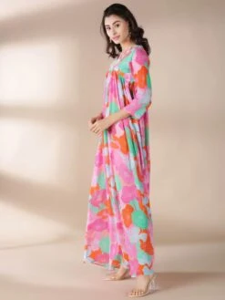 Pink Floral Maxi Dress -Ethereal Styles 2 50489