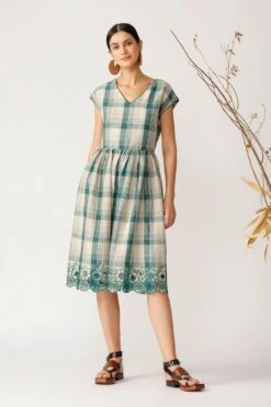 Green Punta Check Dress -Ethereal Styles 2 56293