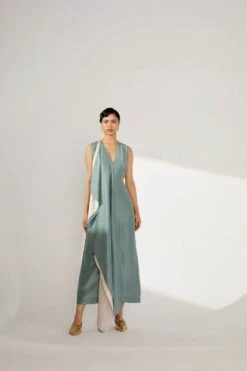 Teal Dress With Contrast Drape -Ethereal Styles 2 61608