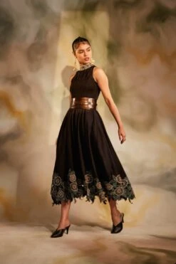 Black Smocked Daisies Cutwork Dress -Ethereal Styles 2 62669