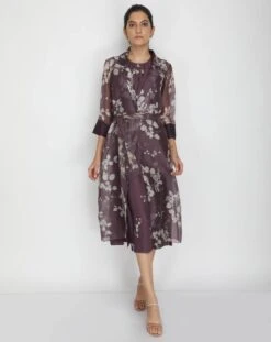 Lavender Petal Print Jacket With Dress -Ethereal Styles 2 64775
