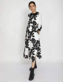 Black Ivory Lotus Print Dress -Ethereal Styles 2 64777