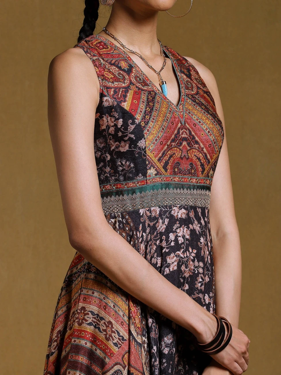 Black Printed Long Dress 4 Black Printed Long Dress - Image 2