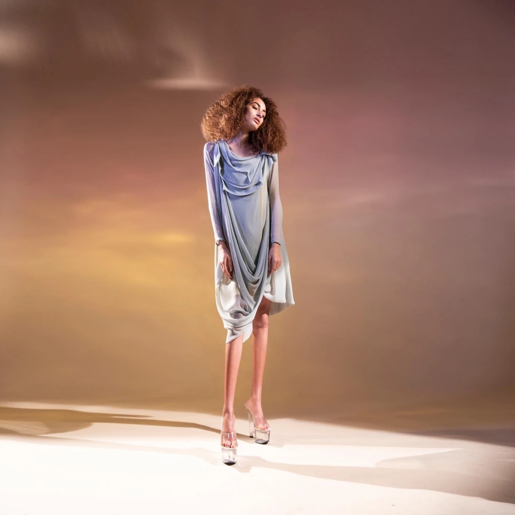 Grey Asymmetrical Draped Tunic Dress 2 Grey Asymmetrical Draped Tunic Dress