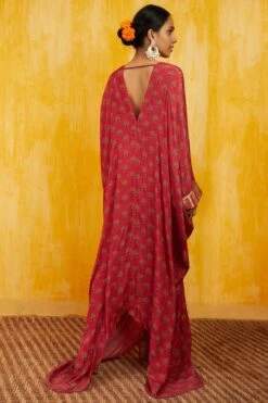 Red Marigold Buti Kaftan Dress -Ethereal Styles 3021b