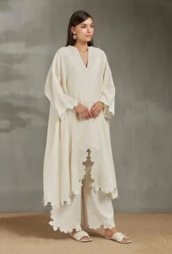 Ivory Cricular Dress With Hexagon Cutwork 9 Ivory Cricular Dress With Hexagon Cutwork -Ethereal Styles 3 10563