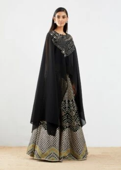 Black Velvet Dress Set In Gota Patti Embroidery -Ethereal Styles 3 22395