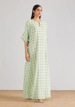 Green Printed Kaftaan Dress -Ethereal Styles 3 30393