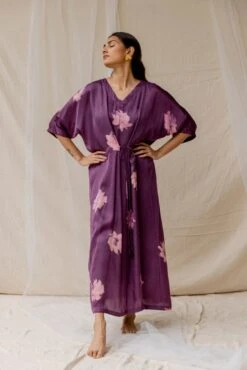 Violet Dramatic Poppy Tie Dress -Ethereal Styles 3 37809