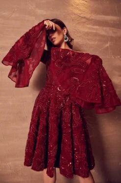 Boning Peplum Red Short Dress -Ethereal Styles 3 38347