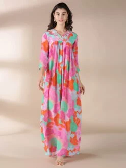 Pink Floral Maxi Dress -Ethereal Styles 3 39528